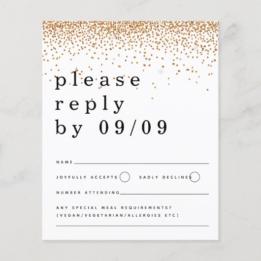 Papier Budget Parties scintillant or Confetti Script Mari (Devant)