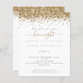 Papier Budget Parties scintillant Or Hen Night Invitation (Devant / Derrière)