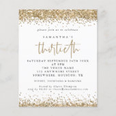 Papier Budget Parties scintillant or Invitation du trenti (Devant)