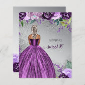 Papier Budget Parties scintillant Purple Robe Douce 16 an (Devant / Derrière)