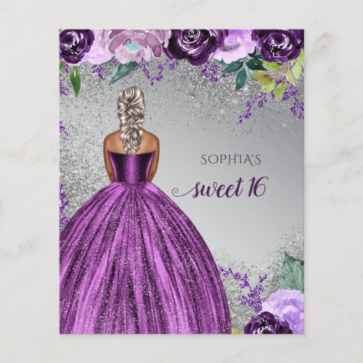 Papier Budget Parties scintillant Purple Robe Douce 16 an (Devant)