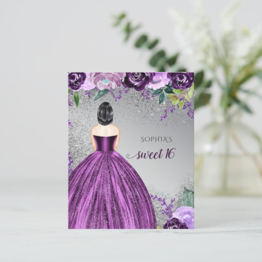 Papier Budget Parties scintillant Robe pourpre Douce 16 I (Debout devant)