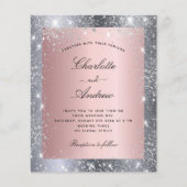 Papier Budget parties scintillant rose argent élégant mar (Devant)