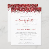 Papier Budget Parties scintillant rouge Vingt premier Inv (Devant / Derrière)