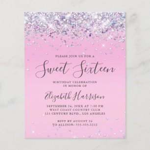 Papier Budget Parties scintillant Sweet 16 Anniversaire F