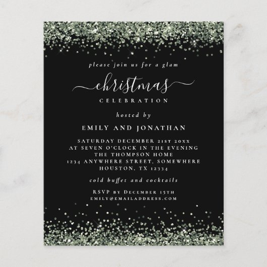 Papier Budget Parties scintillant verte Noël Noir (Devant)