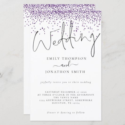 Papier Budget Parties scintillant violet Confetti Mariage (Devant / Derrière)