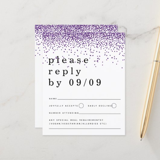 Papier Budget Parties scintillant violet Confetti Mariage (Devant/Arrière en situation)