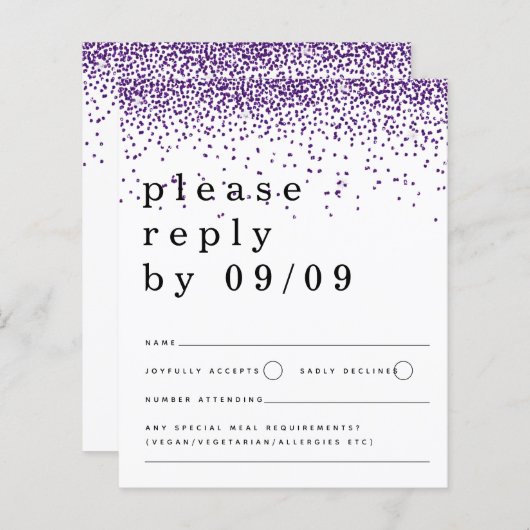 Papier Budget Parties scintillant violet Confetti Mariage (Devant / Derrière)