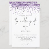 Papier Budget Parties scintillant violet Faire-part de ma (Devant / Derrière)