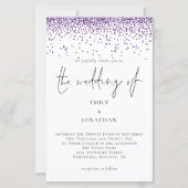 Papier Budget Parties scintillant violet Faire-part de ma (Devant)