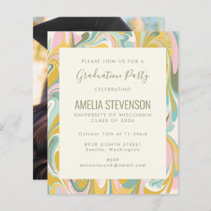 Papier Budget Pastel Art Photo Invitation de la fête de g