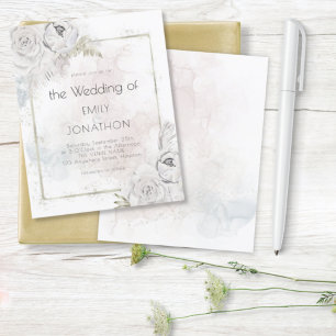 Papier Budget Pastel Florals Aquarelles Mariage Invite