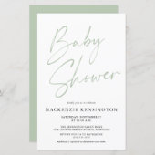 Papier Budget Pastel Sage Green Simple Script Baby shower (Devant / Derrière)