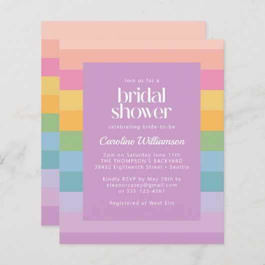 Papier Budget Pastel Stripe Arc-en-ciel violet Fête des m (Devant / Derrière)