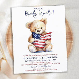 Papier Budget Patriotic Teddy Bear Baby shower Invitation