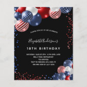Papier Budget patriotique anniversaire invitation noire (Devant)