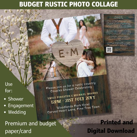 Papier BUDGET Pays Bois rustique Coeurs sculptés Photo