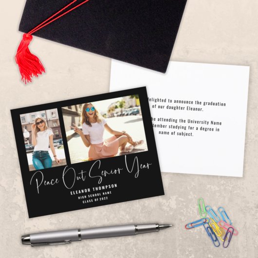 Papier Budget Peace Out 2 Photo 2022 Grad Black Annonce