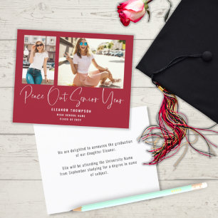 Papier Budget Peace Out 2 Photo 2022 Grad Red Annonce