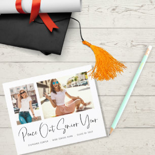 Papier Budget Peace Out 2 Photos 2022 Grad Faire-part