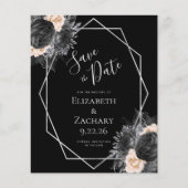 Papier Budget Peach Black Floral Argent Mariage géométriq (Devant)