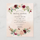 Papier Budget Peach Burgundy Citrouilles Fête des mariées (Devant)