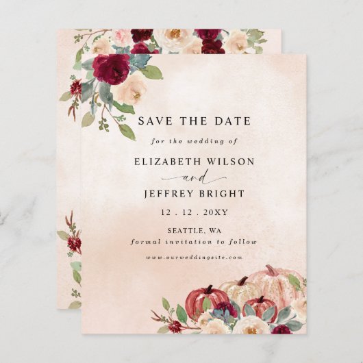 Papier Budget Peach Citrouilles Pays Automne Enregistrer  (Devant / Derrière)