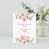 Papier Budget Peach Floral Bridal Shower Invitation (Debout devant)