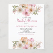 Papier Budget Peach Floral Bridal Shower Invitation (Devant)