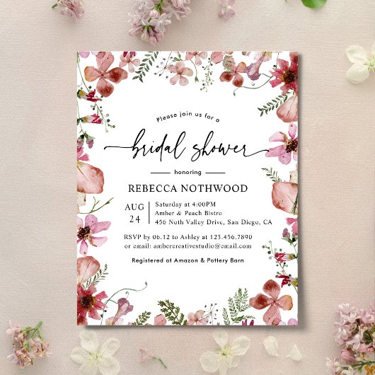 Papier Budget Peach Florals Bridal Shower Invitation