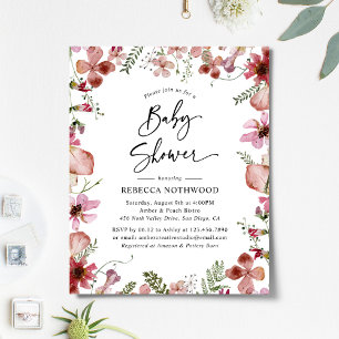 Papier Budget Peachy rose Baby shower Floral Invitation