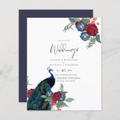 Papier BUDGET Peacock Bleu Bourgogne Mariage de automne d (Devant / Derrière)