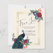 Papier BUDGET Peacock Bleu Bourgogne Mariage de automne d (Devant)