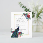 Papier BUDGET Peacock Bleu Bourgogne Mariage de automne d (Debout devant)