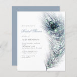 Papier Budget Peacock Feather Bridal Douche Invitation<br><div class="desc">Un rapport qualité-prix BUDGET alternative sur une taille plus petite 4, 5 x 5, 6" semi-brillant poids 110lbs, qui est d'une épaisseur similaire à une carte postale (cependant ne convient pas à l'utilisation comme carte postale.) VEUILLEZ NOTER qu'il y a UN par feuille. Invitation à la douche nuptiale Peacock Feather....</div>