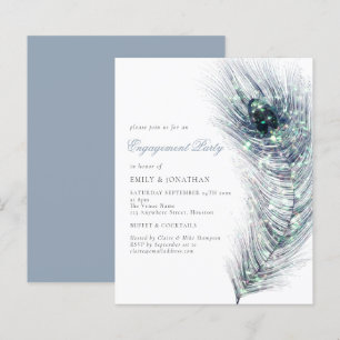 Papier Budget Peacock Feather Engagement Party Invitation