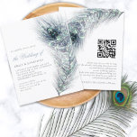 Papier Budget Peacock Feather QR Code Mariage Invitation<br><div class="desc">Un rapport qualité-prix BUDGET alternative sur une taille plus petite 4, 5 x 5, 6" semi-brillant poids 110lbs, qui est d'une épaisseur similaire à une carte postale (cependant ne convient pas à l'utilisation comme carte postale.) VEUILLEZ NOTER qu'il y a UN par feuille. Script Peacock Feather QR Code Faire-part de...</div>