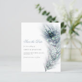 Papier Budget Peacock Feather Wedding Enregistrer La Date (Debout devant)
