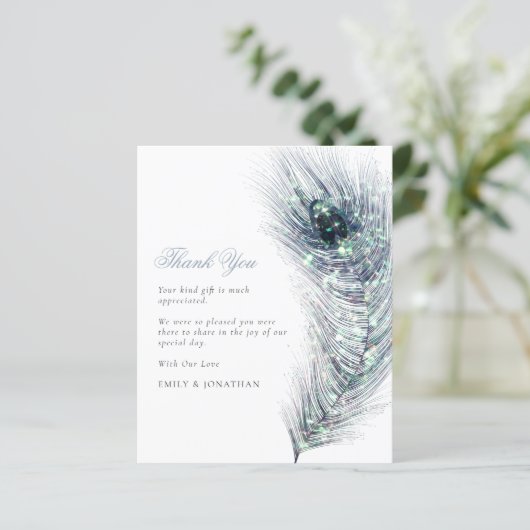 Papier BUDGET Peacock Plumes Mariage Merci (Debout devant)