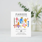 Papier Budget Pêche Rod Reel Amusants Pêche Poisson Anniv (Debout devant)