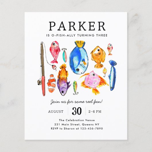 Papier Budget Pêche Rod Reel Amusants Pêche Poisson Anniv (Devant)