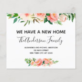 Papier Budget Pêcher Corail Floral Moving Faire-part (Devant)