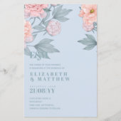 Papier Budget Pêcher Floral Dusty Blue Sage Mariage feuil (Devant)