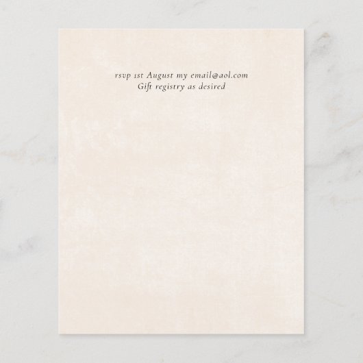 Papier BUDGET Pêcher Gris Mariage Aquarelle Invitations (Dos)