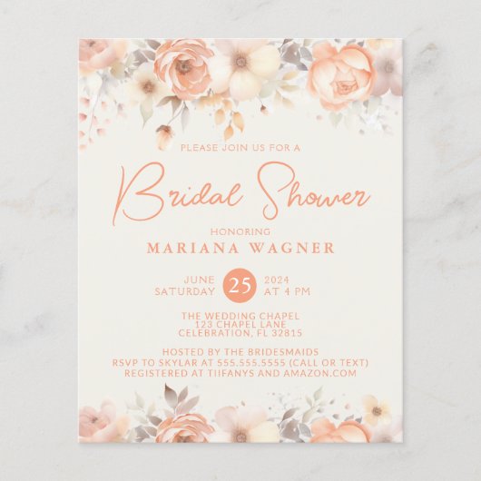 Papier Budget Pêcher les fleurs beiges sur la Fête des ma (Devant)