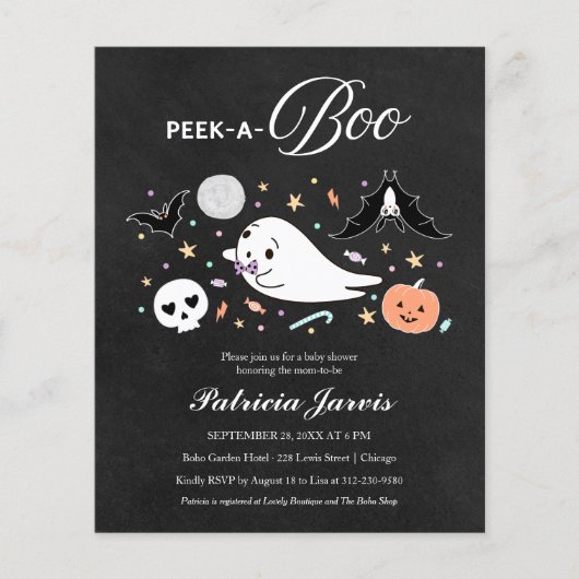 Papier Budget Peek-A-Boo Halloween Baby shower Invitation (Devant)