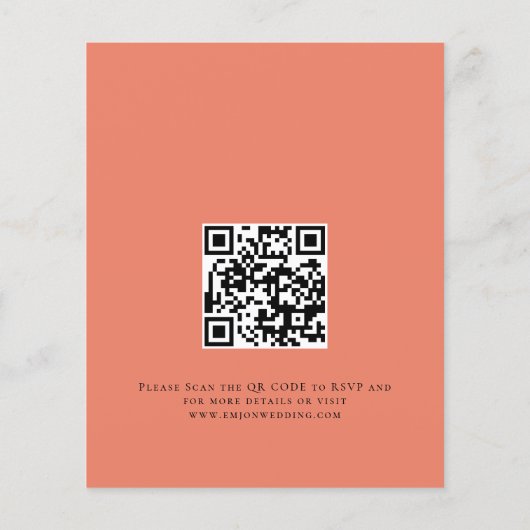 Papier Budget Peonies Coral QR Mariage Soirée (Dos)