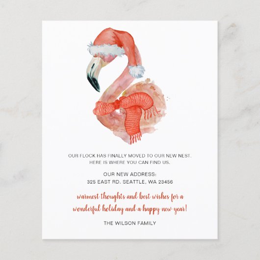 Papier Budget Père Noël Flamant rose Nous avons déménagé (Devant)