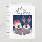 Papier BUDGET Père Noël Reinder Noël Penguin Couple (Devant / Derrière)